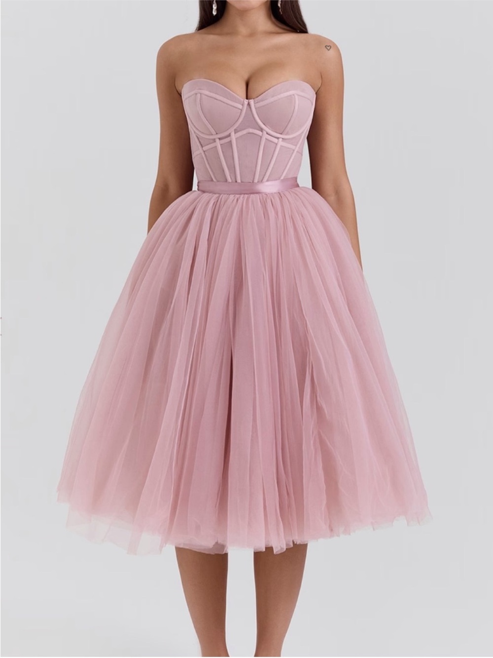 House Of Cb Darling French Rose Tulle Midi Dress View 3